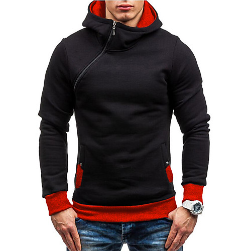 

Men's Hoodie Solid Colored Color Block Hooded Daily Weekend Basic Casual Hoodies Sweatshirts Blue Red Camel