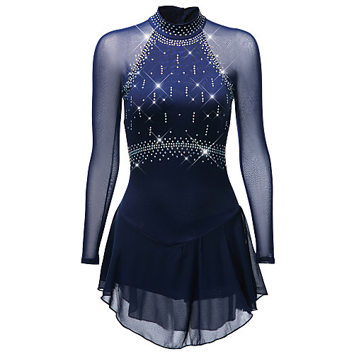 

Figure Skating Dress Women's Girls' Ice Skating Dress White Black Purple Spandex Skating Wear Quick Dry Anatomic Design Classic Long Sleeve Ice Skating Figure Skating