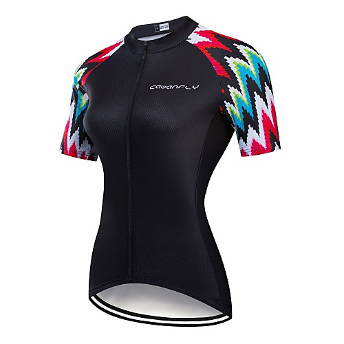 

CAWANFLY Women's Short Sleeve Cycling Jersey Black Geometic Bike Jersey Top Mountain Bike MTB Road Bike Cycling Breathable Quick Dry Back Pocket Sports Clothing Apparel / Advanced / Expert / Stretchy