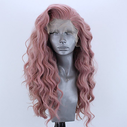 

Synthetic Lace Front Wig Wavy Side Part Lace Front Wig Long Pink Bleach Blonde#613 Green Black / Grey Purple Synthetic Hair 18-26 inch Women's Adjustable Heat Resistant Party Pink