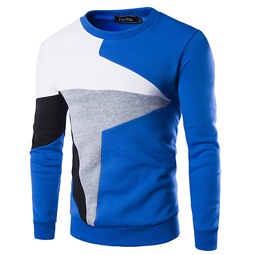 

Men's Color Block Long Sleeve Pullover Sweater Jumper, Round Black / Blue / Light gray US34 / UK34 / EU42 / US36 / UK36 / EU44