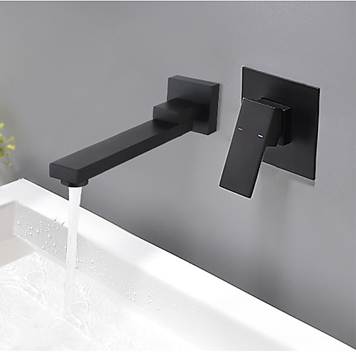 

Bathroom Sink Faucet - Widespread Black Wall Mounted Single Handle Two HolesBath Taps