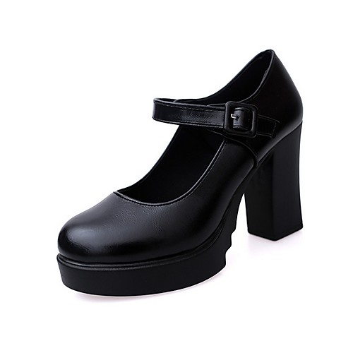 

Women's Heels Summer Chunky Heel Round Toe Daily PU Black / Burgundy / 2-3