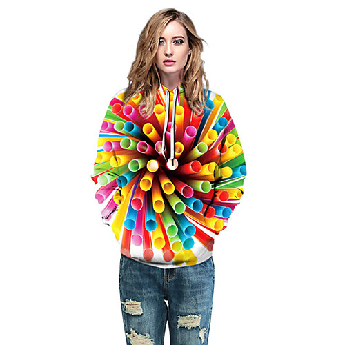 

Women's Hoodie 3D Casual Loose Rainbow S M L XL XXL XXXL XXXXL XXXXXL