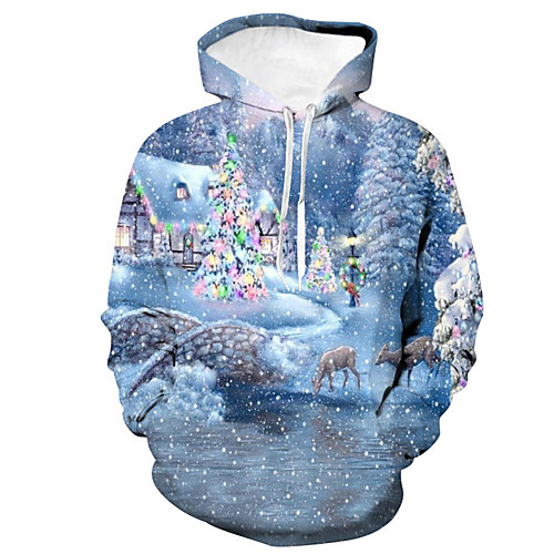 

Men's Hoodie 3D Hooded Casual Hoodies Sweatshirts Light Blue