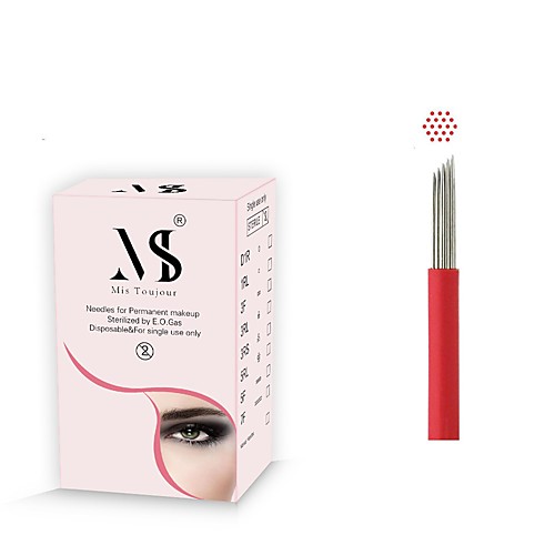 

50pcs Fast Coloring Microblading Needles 19R Round Tattoo Blades Manual Permanent Makeup Needles For Eyebrows Lips