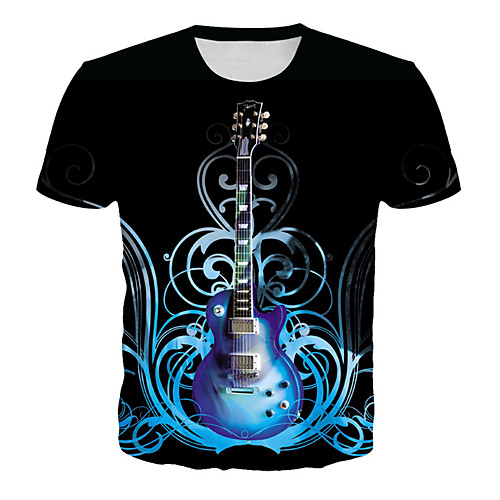 

Men's Plus Size Geometric 3D Print T-shirt Basic Rock Daily Club Round Neck Black / Summer / Short Sleeve