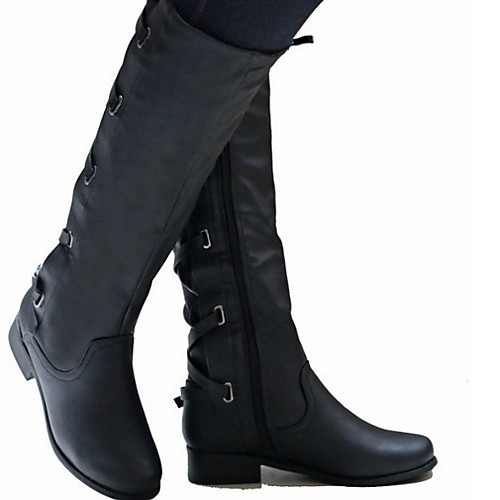 

Women's Boots Riding Boots Low Heel Round Toe Knee High Boots Daily PU Solid Colored Black Brown / Mid-Calf Boots