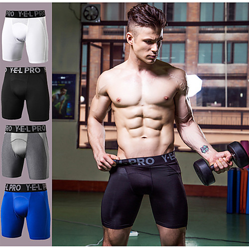 

YUERLIAN Men's Sports Underwear Compression Shorts Sports & Outdoor Shorts Compression Clothing Leggings Mesh Exercise & Fitness Running Quick Dry Breathability Sport Solid Colored White Black Blue