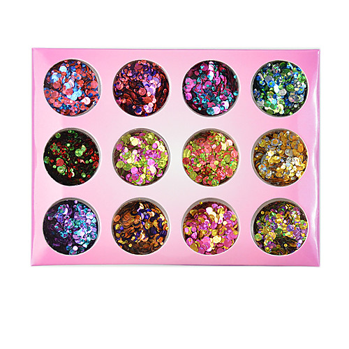 

12 pcs Mixed Color Round Star 3D Ultrathin Sequins Nail Glitter Flakes 1/2/3mm Sparkly DIY Tips Dazzling Paillette Nail Art Decorations