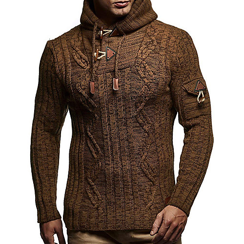 

Men's Striped / Geometric Long Sleeve EU / US Size Pullover Sweater Jumper, Hooded Winter Black / Khaki US38 / UK38 / EU46 / US40 / UK40 / EU48 / US42 / UK42 / EU50