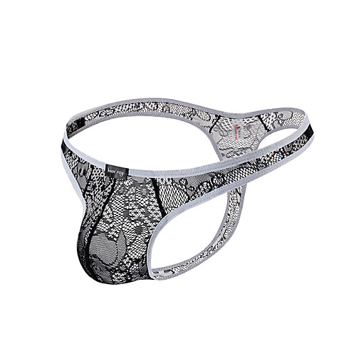 

Men's 1 Piece Lace G-string Underwear - Asian Size Low Waist Light Blue White Black M L XL