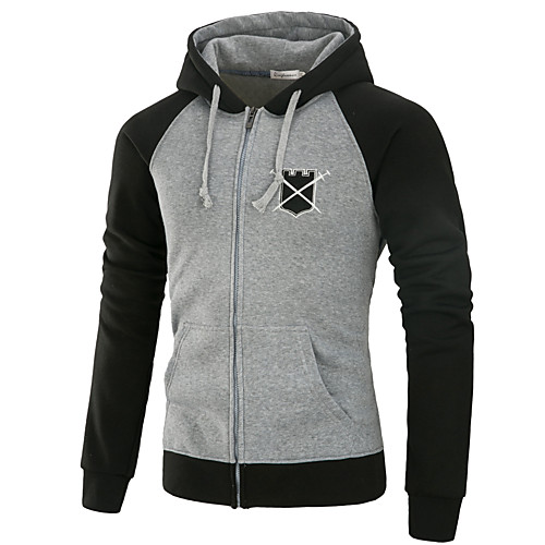 

Men's Hoodie Print Solid Colored Color Block Hooded Daily Weekend Basic Casual Hoodies Sweatshirts Black Light gray Dark Gray