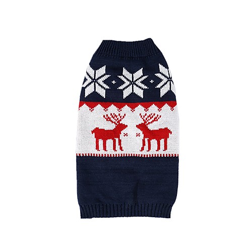 

Dog Sweater Puppy Clothes Christmas Reindeer Casual / Daily Christmas Winter Dog Clothes Puppy Clothes Dog Outfits Dark Blue Costume for Girl and Boy Dog Acrylic Fibers XS S M L