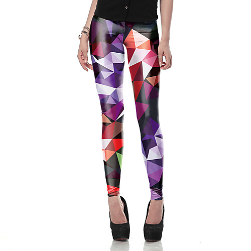 

Women's Sporty Comfort Skinny Gym Yoga Leggings Pants Patterned Full Length High Waist Purple