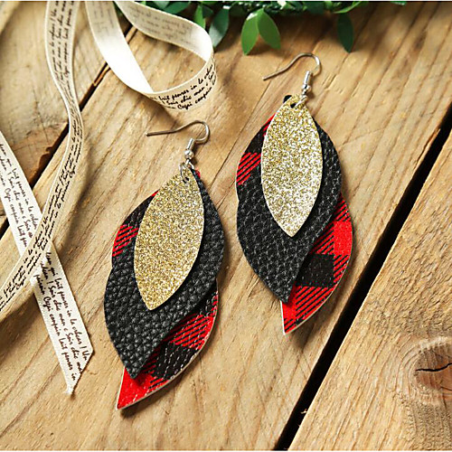 

Women's Drop Earrings Earrings Hanging Earrings Layered Classic Print Rugby Leaf Simple Classic Trendy Multi Layer Earrings Jewelry Red / Blue / Brown / Red / Orange For Gift Daily Club Bar Festival