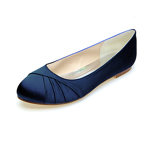 

Women's Wedding Shoes Flat Heel Round Toe Classic Wedding Party & Evening Walking Shoes Satin Solid Colored Summer White Black Purple