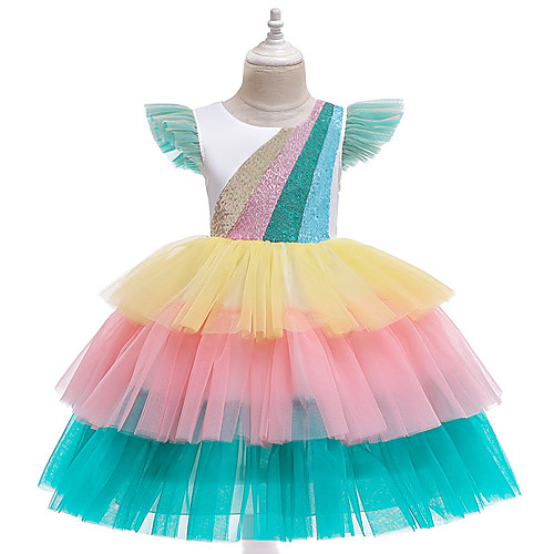 

Unicorn Dress Flower Girl Dress Girls' Movie Cosplay A-Line Slip Cosplay Pink / White Dress Halloween Carnival Masquerade Tulle Polyester