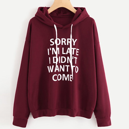 

Women's Hoodie Letter Casual Wine White Black Purple Yellow Blushing Pink S M L XL XXL