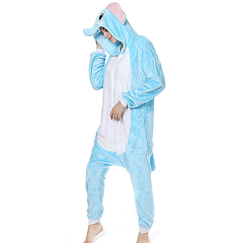 

Adults' Kigurumi Pajamas Elephant Animal Onesie Pajamas Coral fleece Blue Cosplay For Men and Women Animal Sleepwear Cartoon Festival / Holiday Costumes