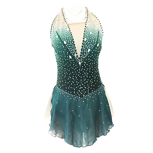 

21Grams Figure Skating Dress Women's Girls' Ice Skating Dress Yan pink Yellow & Yellow Sky Blue Open Back Spandex Stretch Yarn Micro-elastic Training Skating Wear Classic Crystal / Rhinestone