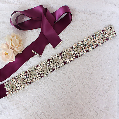 

Satin / Tulle Wedding / Party / Evening Sash With Belt / Appliques / Crystals / Rhinestones Women's Sashes