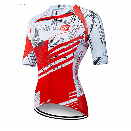 

CAWANFLY Women's Short Sleeve Cycling Jersey Red and White Novelty Bike Jersey Top Mountain Bike MTB Road Bike Cycling Breathable Quick Dry Sports Clothing Apparel / Advanced / Expert / Stretchy