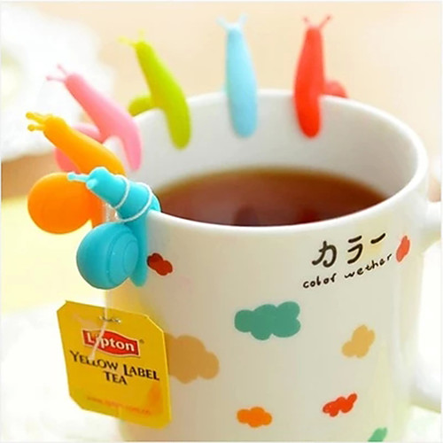 

Cute Candy Colors 6 PCS/Set Snail Shape Silicone for Mug Cup Tea Bag Holder Tea