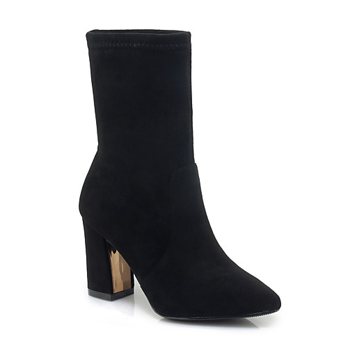 

Women's Boots Chunky Heel Pointed Toe Suede Mid-Calf Boots Classic Spring & Fall / Fall & Winter Black / Red / Party & Evening