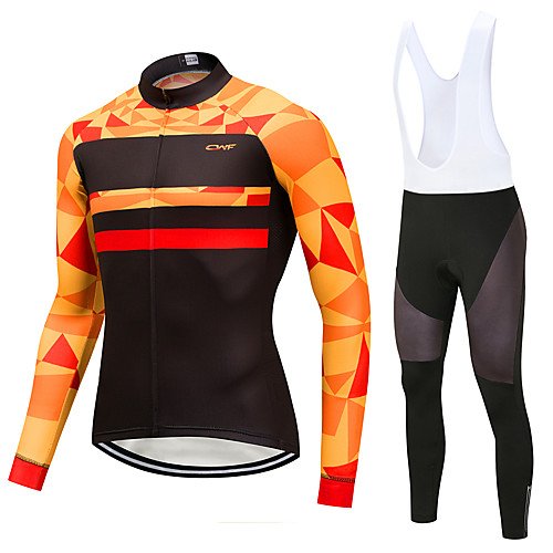 

Men's Long Sleeve Cycling Jersey with Bib Tights Winter Lycra Black Geometic Novelty Bike Clothing Suit UV Resistant Quick Dry Sports Geometic Mountain Bike MTB Road Bike Cycling Clothing Apparel