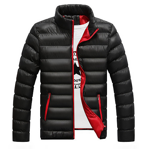 

men's classic hooded puffer jacket,warm coat long sleeve stand collar zipper winter outwear with pockets down wine red