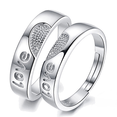 

Couple's Ring 2pcs Silver Alloy Daily Jewelry Cute