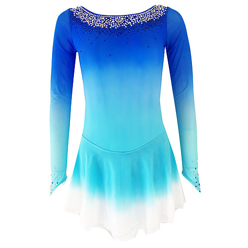 

21Grams Figure Skating Dress Women's Girls' Ice Skating Dress Yan pink Purple Yellow Spandex Stretch Yarn Micro-elastic Training Skating Wear Classic Crystal / Rhinestone Long Sleeve Ice Skating