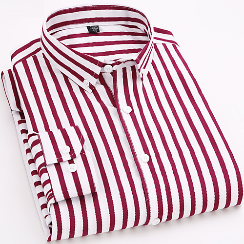 

Men's Shirt Striped Print Long Sleeve Work Tops Business Basic Blue Dark Red