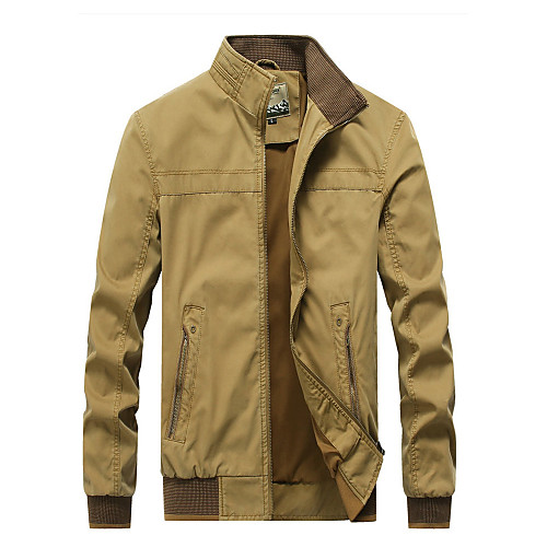 

Men's Solid Colored Winter Jacket Regular Daily Long Sleeve Cotton Coat Tops Black