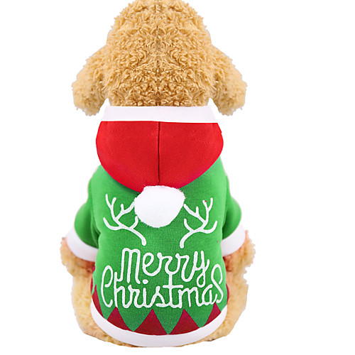 

Dog Cat Hoodie Vest Christmas Christmas Winter Dog Clothes Puppy Clothes Dog Outfits Green Costume for Girl and Boy Dog Polyester Canvas Mixed Material XS S M L XL XXL