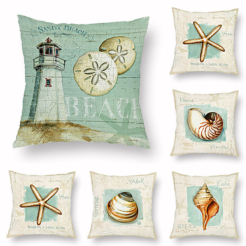 

Undersea World Conch Starfish Pillow Case Home Sofa Office Car Pillow Home Decor Pillow Case