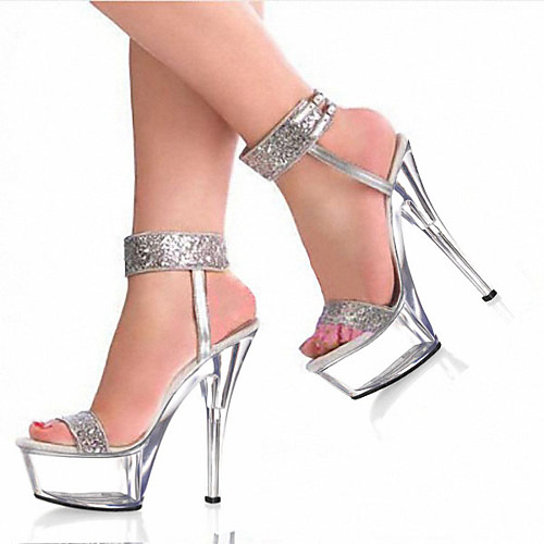 

Women's Sandals Stiletto Heel Peep Toe PU British Summer / Fall Burgundy / Silver