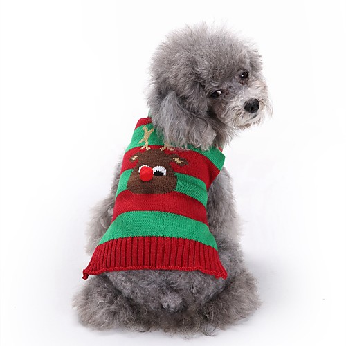 

Dog Sweater Puppy Clothes Stripes Reindeer Animal Halloween Christmas Winter Dog Clothes Puppy Clothes Dog Outfits Black Red Blue Costume for Girl and Boy Dog Acrylic Fibers XXS XS S M L XL