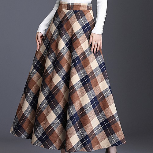 

Women's Maxi Swing Skirts - Plaid Blue Red Green S M L