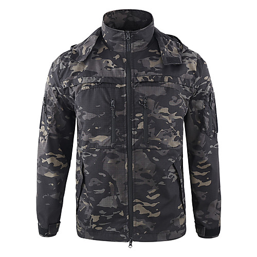 

Men's Hunting Jacket Outdoor Thermal Warm Waterproof Windproof Breathable Fall Spring Summer Camo Coat Top Cotton Camping / Hiking Hunting Fishing Green / Black Black Camouflage