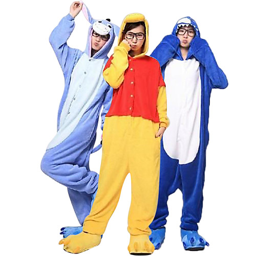 

Kigurumi Kigurumi Pajamas Shark Animal Onesie Pajamas Coral fleece Yellow / Ink Blue / Blue Cosplay For Unisex Animal Sleepwear Cartoon Festival / Holiday Costumes / Leotard / Onesie / Slippers