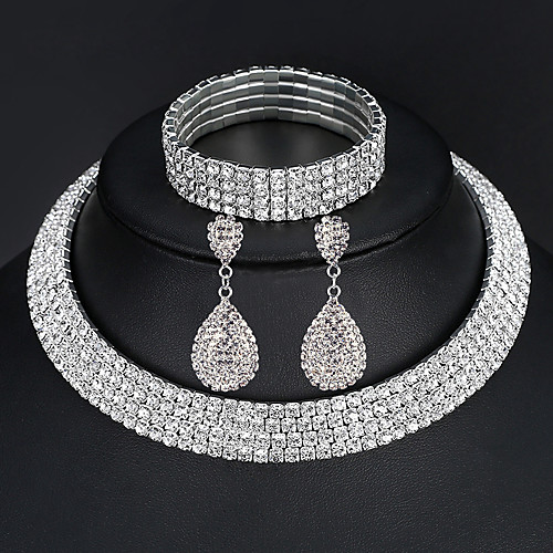 

Women's Jewelry Set Bracelet Bangles Drop Earrings Pave Elegant Fashion European Italian everyday Iced Out Imitation Diamond Earrings Jewelry 2 Rows / 3 Rows / 4 Rows For Party Wedding Prom