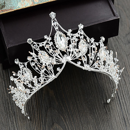 

Luxury Queen Princess Crown Rhinestone Alloy Tiaras with Crystal Rhinestone 1 Piece Wedding Headpiece