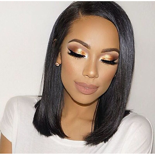

Remy Human Hair Glueless Lace Front Lace Front Wig Bob style Brazilian Hair Straight Yaki Wig 130% 150% Density with Baby Hair Natural Hairline African American Wig 100% Hand Tied Women's Short