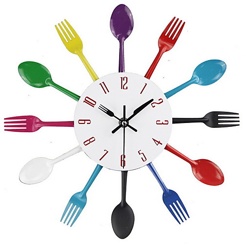 

Kitchen Wall Clock 3D Modern Cutlery Kitchen Spoon Fork Wall Clock Wall Decal Wall Room Home Decoration