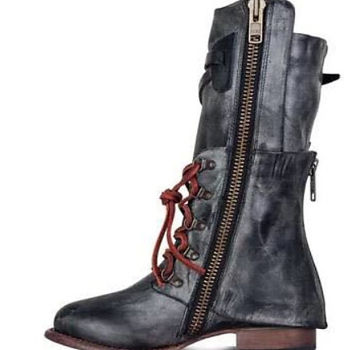 

Women's Boots Comfort Shoes Flat Heel Round Toe PU Mid-Calf Boots Fall & Winter Black / Brown