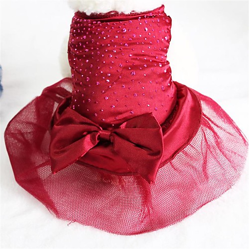 

Dog Dress Dog Clothes Golden Red Blue Costume Husky Bulldog Shiba Inu Chiffon Terylene Bowknot Birthday Wedding XS S M L XL