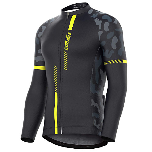 

21Grams Men's Long Sleeve Cycling Jersey Winter Spandex Polyester Black Red Yellow Patchwork Camo / Camouflage Bike Jersey Top Mountain Bike MTB Road Bike Cycling Thermal / Warm UV Resistant