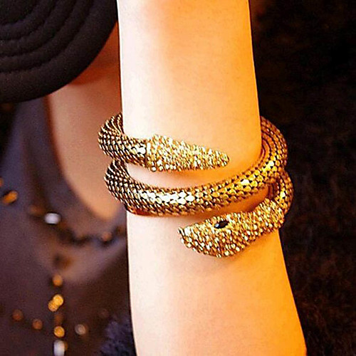 

Women's Cuff Bracelet Wrap Bracelet Wide Bangle 3D Snake Precious Vintage Rhinestone Bracelet Jewelry Gold / Silver For Street Holiday
